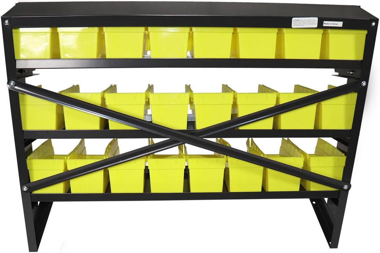 Alt view image 5 of 7 - Erie Tools® 3-Tier 24 Bin Benchtop Steel Parts Storage Rack Single Sided