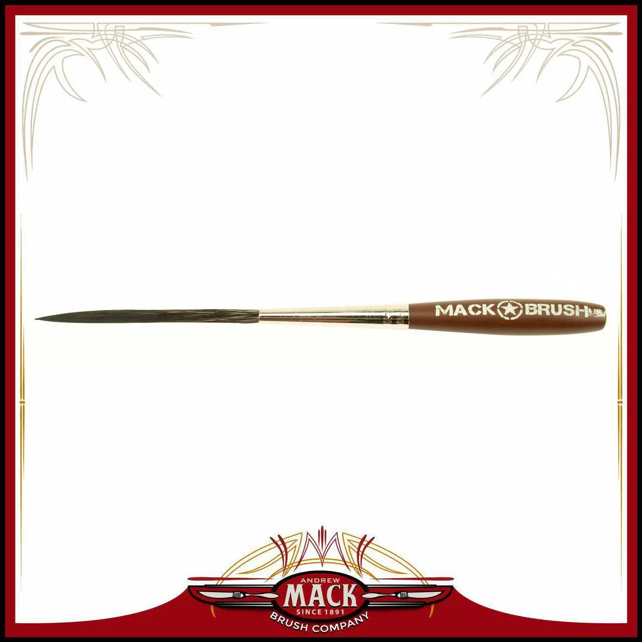 Main image of Andrew Mack Size 2 Series Long Bob Pinstriping and Scrolling Brush Black Synthetic & Blue Squirrel Blended 1 3/4" Hair Length