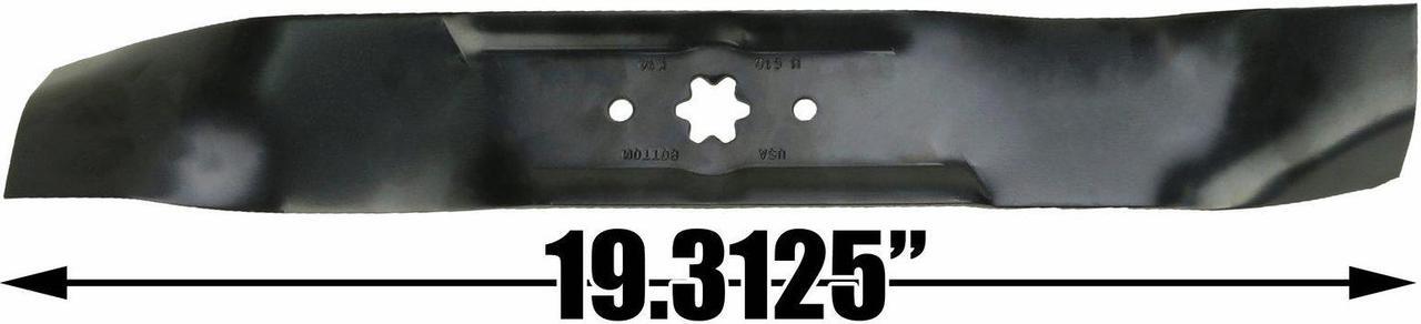 Alt view image 4 of 7 - 6 USA Mower Blades MTD610MBP Extra High-Lift Mulching Blade for MTD 4720610 490-110-M114 7420610 742-0610A Length 19-5/16 in. Width 2-3/4 in. Thickness .150 in. Center Hole 6 Point Star 38 in. Deck