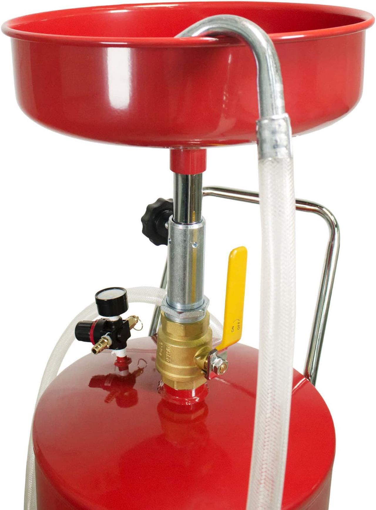 Alt view image 4 of 7 - Dragway Tools Portable Industrial 18 Gallon Oil Waste Drain Tank Pan for Lift Jack Hoist Shop Crane Air Operated Drainer