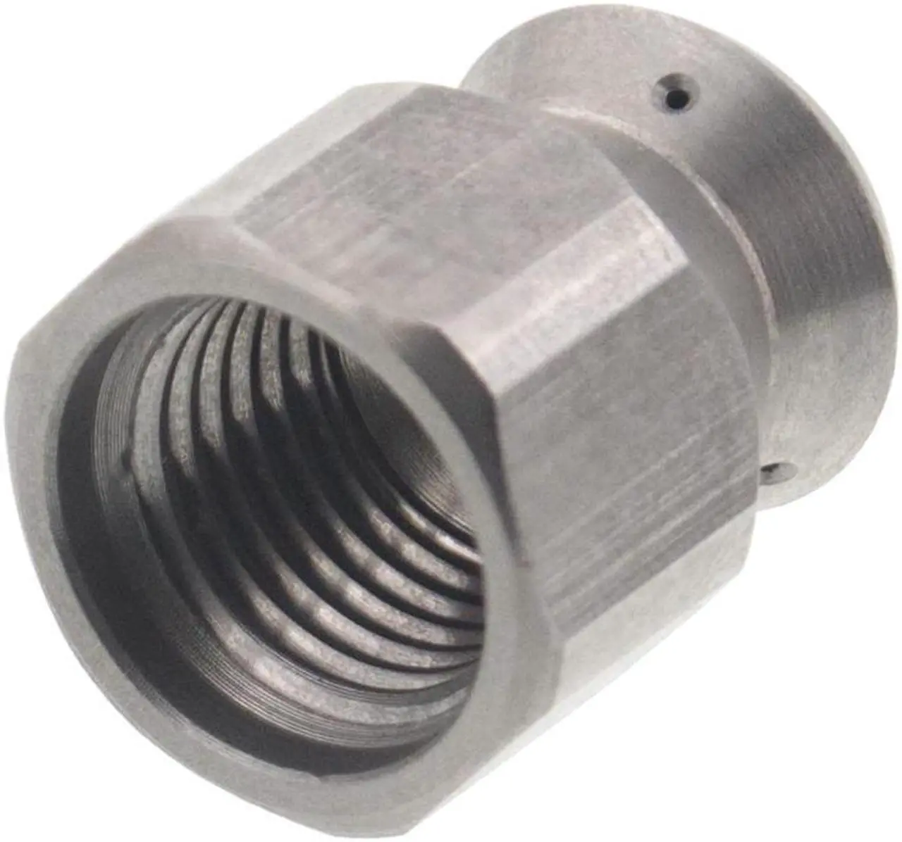 Alt view image 3 of 3 - Erie Tools Button Nose 1/4" Drain Cleaning Nozzle 3.0 Orifice 5500 PSI Stainless Steel for Sewer Pipe Water Jetter