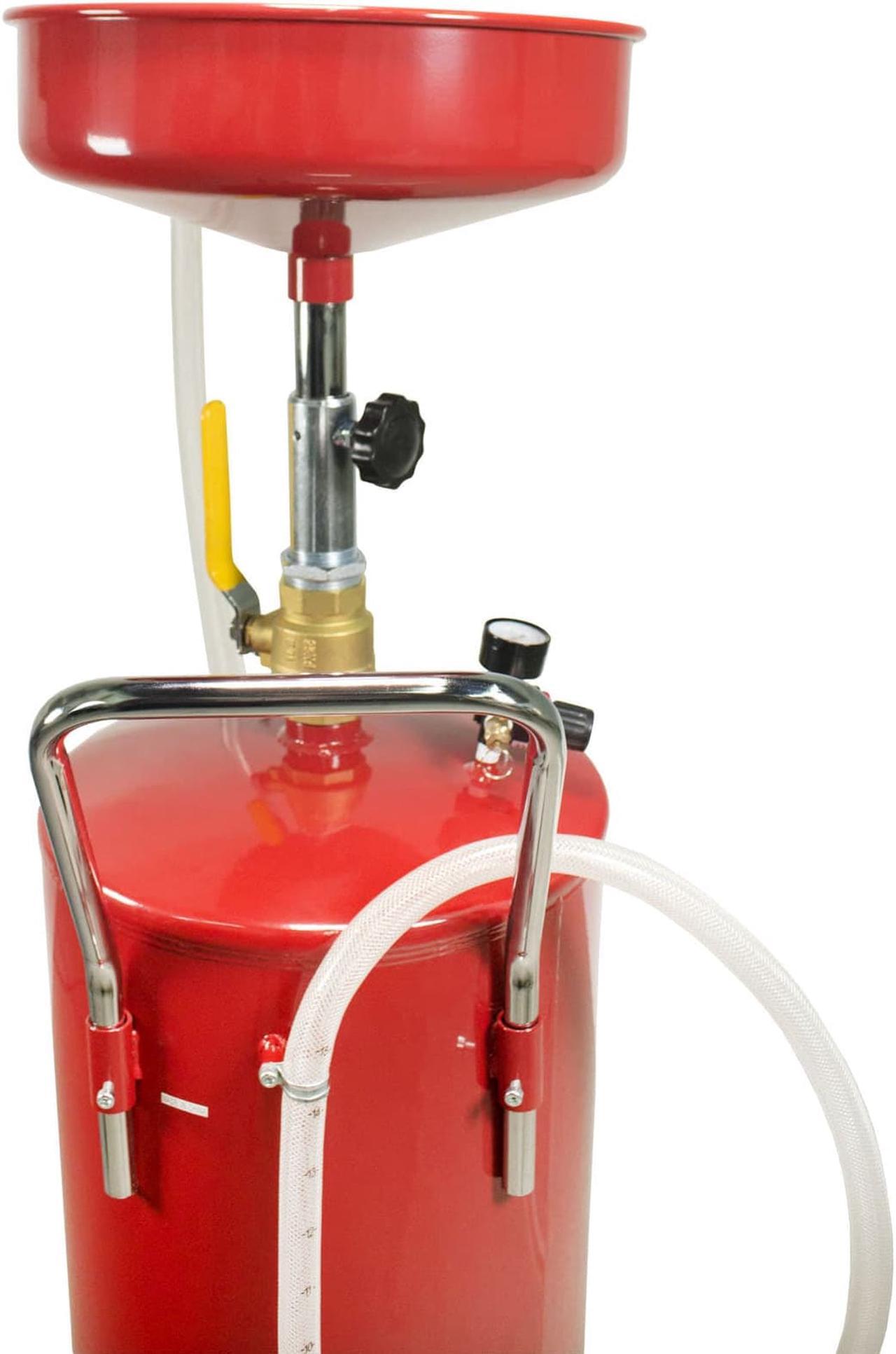 Alt view image 7 of 7 - Dragway Tools Portable Industrial 18 Gallon Oil Waste Drain Tank Pan for Lift Jack Hoist Shop Crane Air Operated Drainer