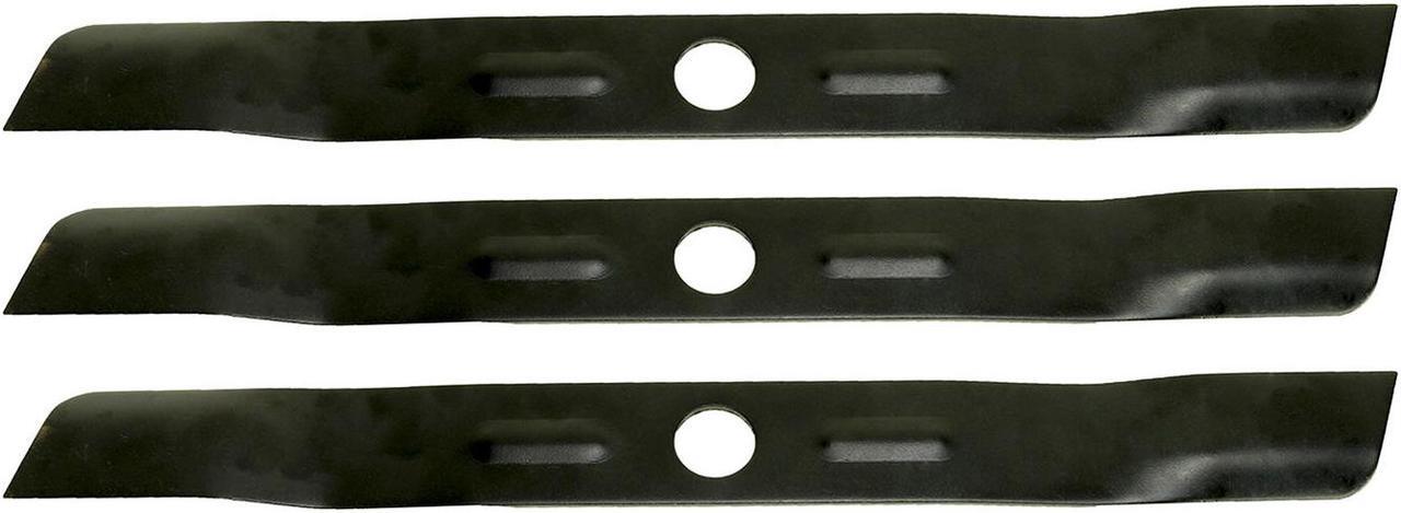 Main image of 3 USA Mower Blades BD18BP Low Lift Mulching Blade Replaces Black & Decker 90548199 Length 17 1/2 in. Width 1-3/4 in. Thickness .150 in. Center Hole 1 in.