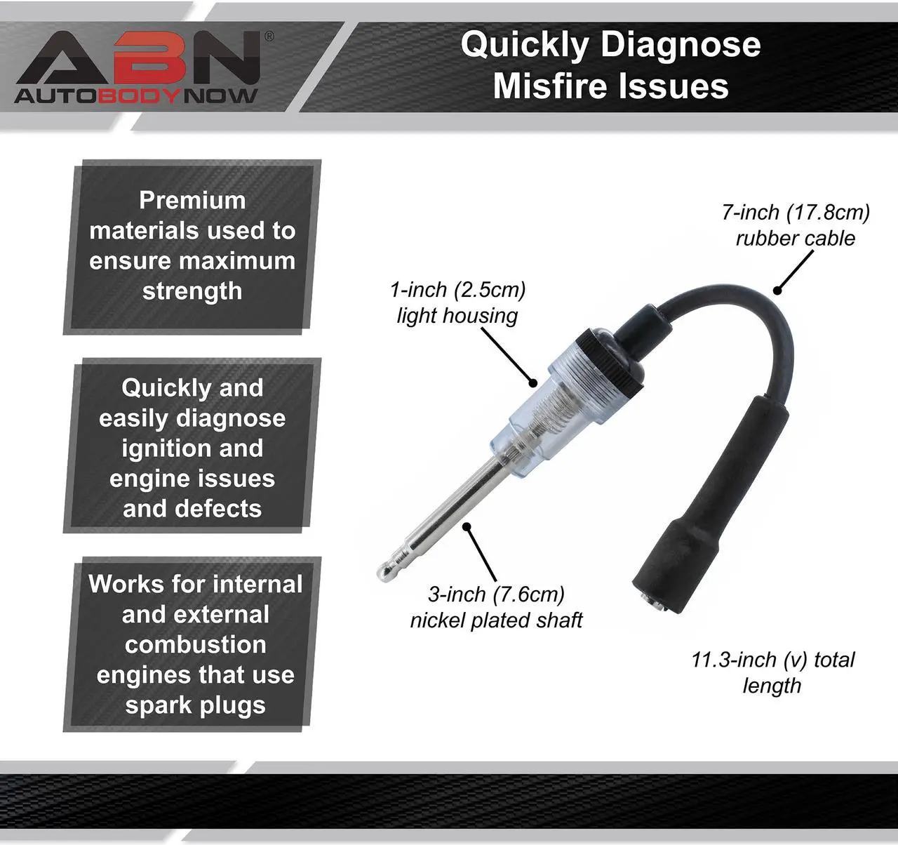 Alt view image 4 of 7 - ABN Inline Straight Boot Spark Plug Ignition Test Light for Small Engine