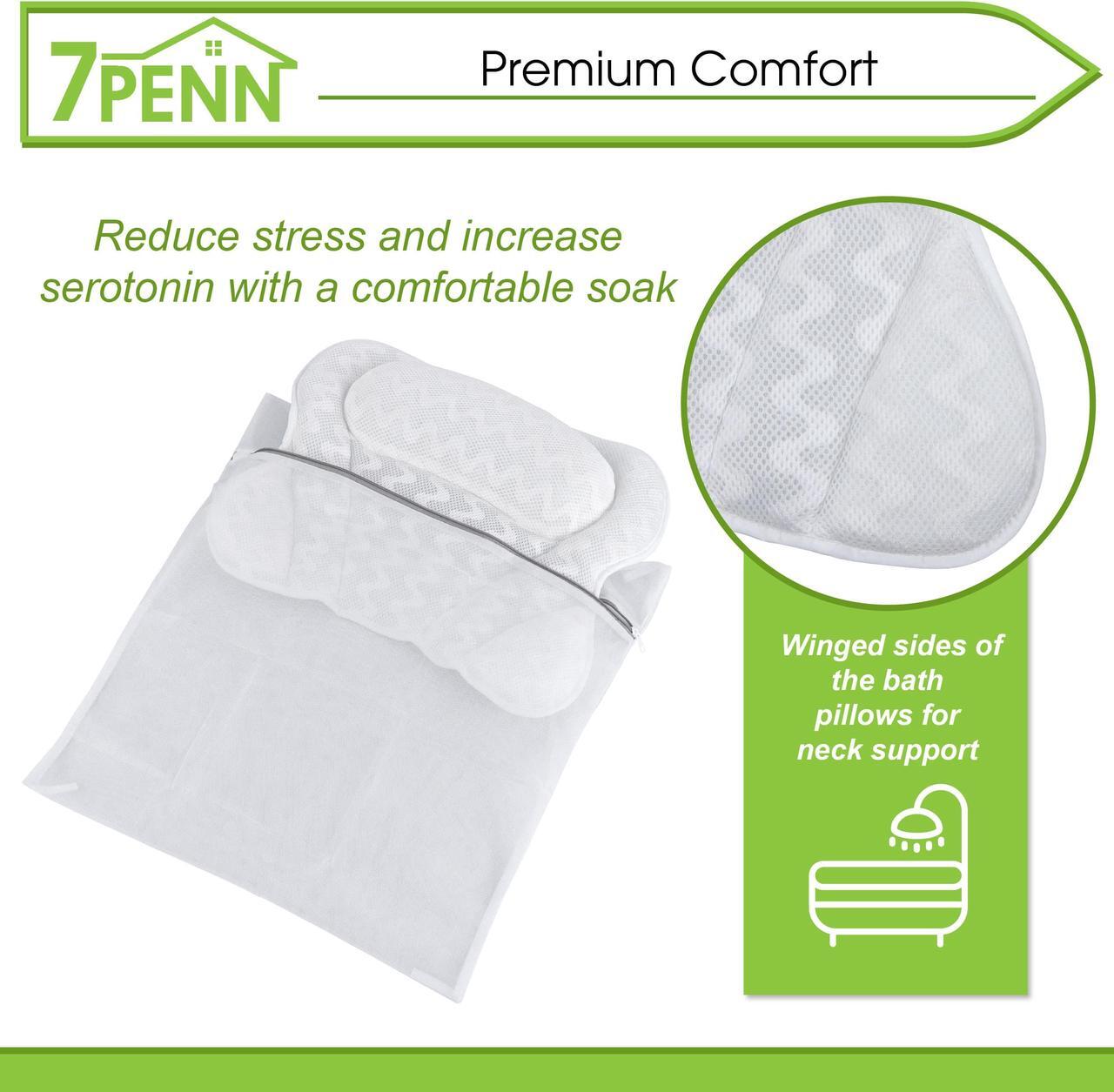 Alt view image 3 of 7 - 7Penn Bath Tub Pillow Head Rest - Bath Pillows for Tub with Back Support