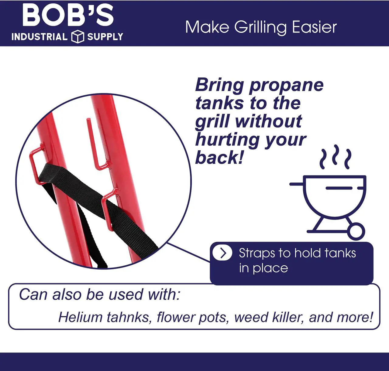 Alt view image 3 of 7 - BISupply Propane Cylinder Dolly - 40lb Propane Tank Cart Hand Truck