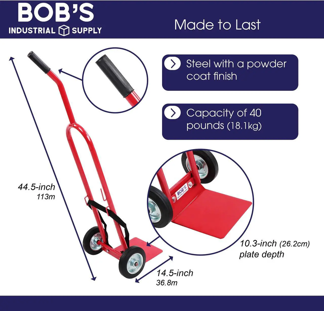 Alt view image 2 of 7 - BISupply Propane Cylinder Dolly - 40lb Propane Tank Cart Hand Truck
