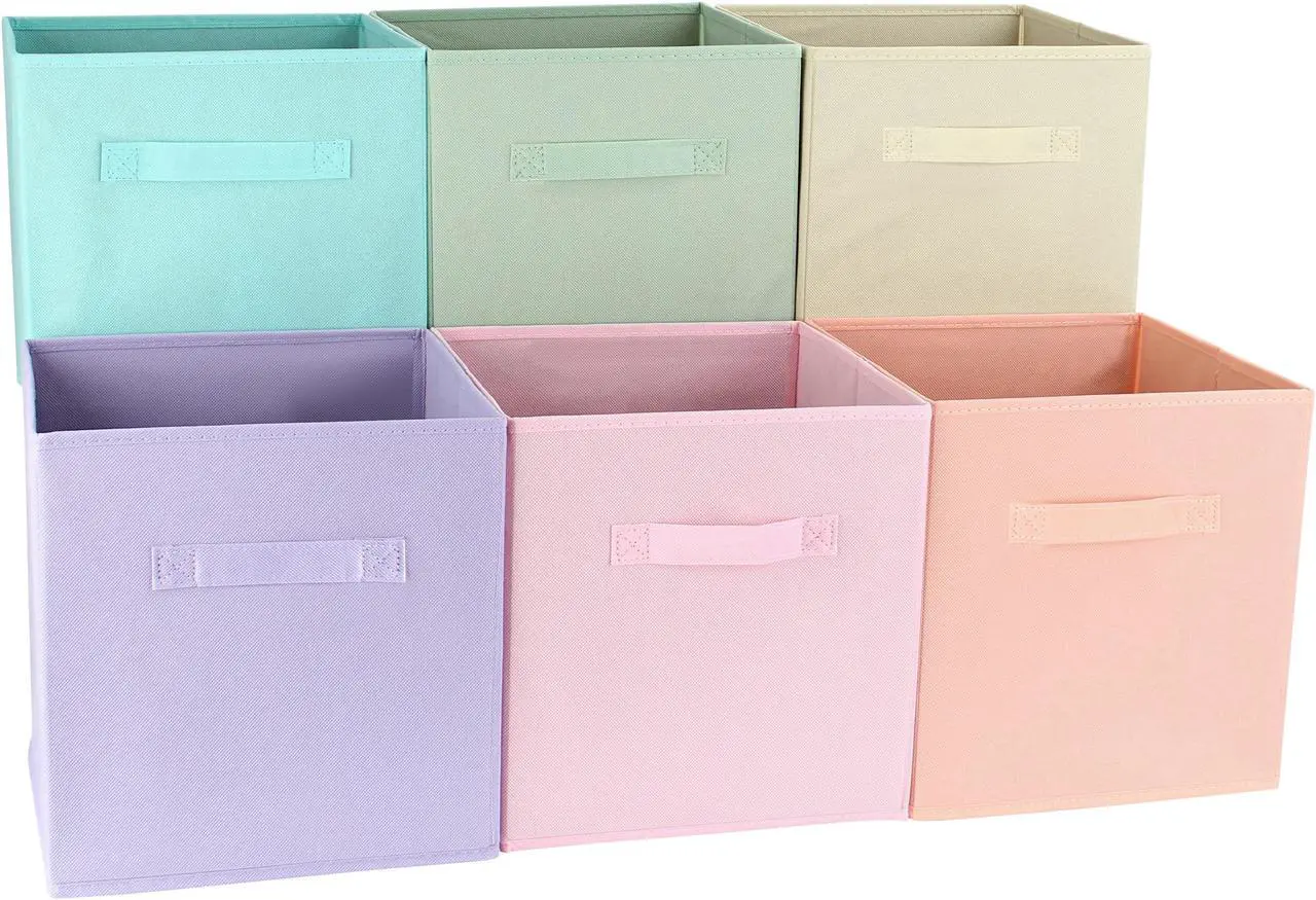 Main image of 7Penn 6pk Pastel 10in Square Collapsible Fabric Storage Cubes Organizer Bins