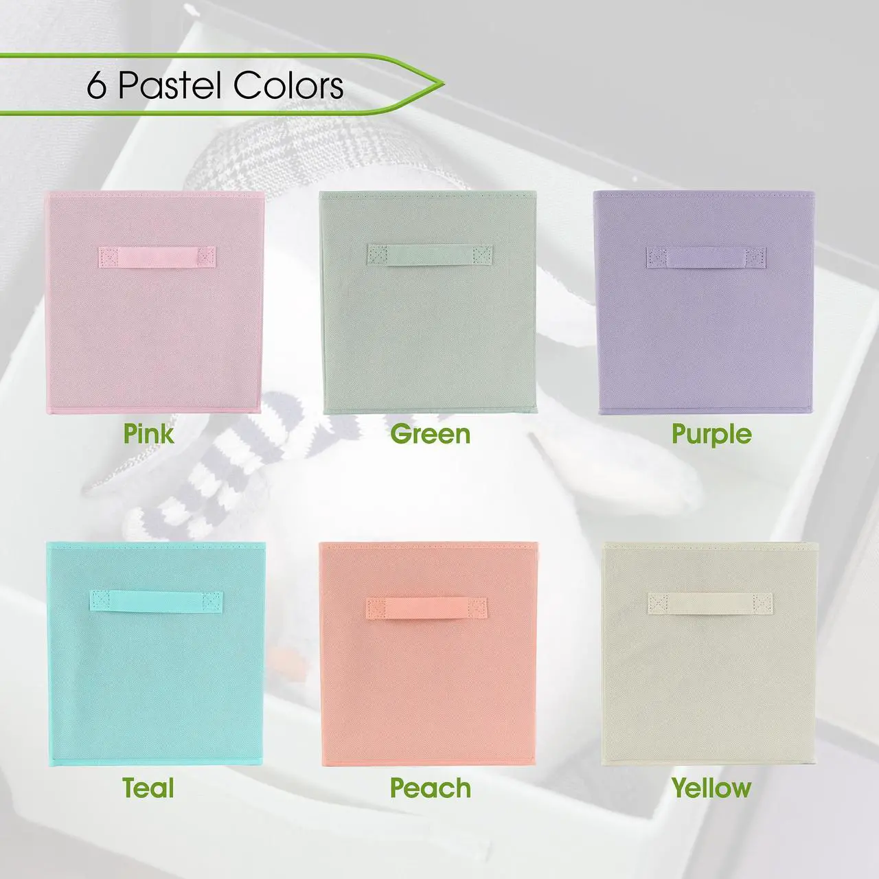 Alt view image 3 of 7 - 7Penn 6pk Pastel 10in Square Collapsible Fabric Storage Cubes Organizer Bins
