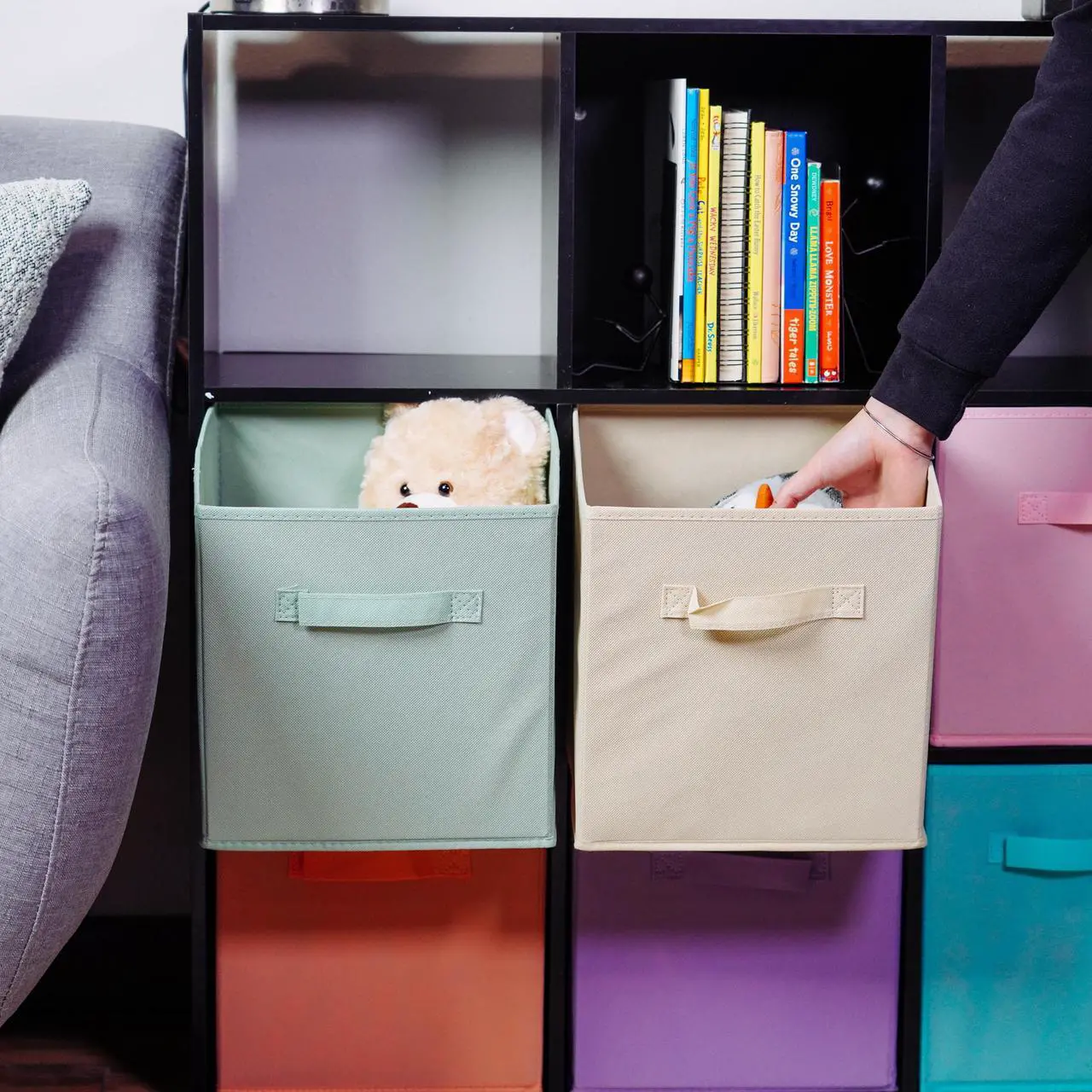 Alt view image 7 of 7 - 7Penn 6pk Pastel 10in Square Collapsible Fabric Storage Cubes Organizer Bins