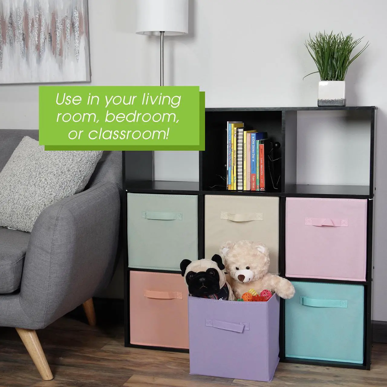 Alt view image 6 of 7 - 7Penn 6pk Pastel 10in Square Collapsible Fabric Storage Cubes Organizer Bins