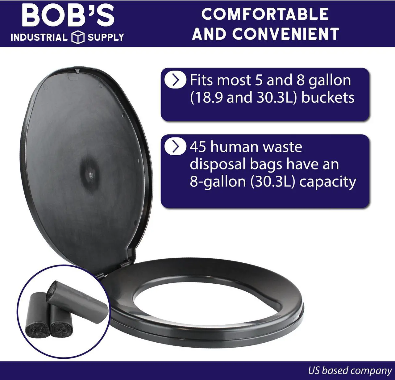 Alt view image 2 of 7 - BISupply Portable Toilet for Camping - 5 Gallon Bucket Toilet Seat Lid with Bags