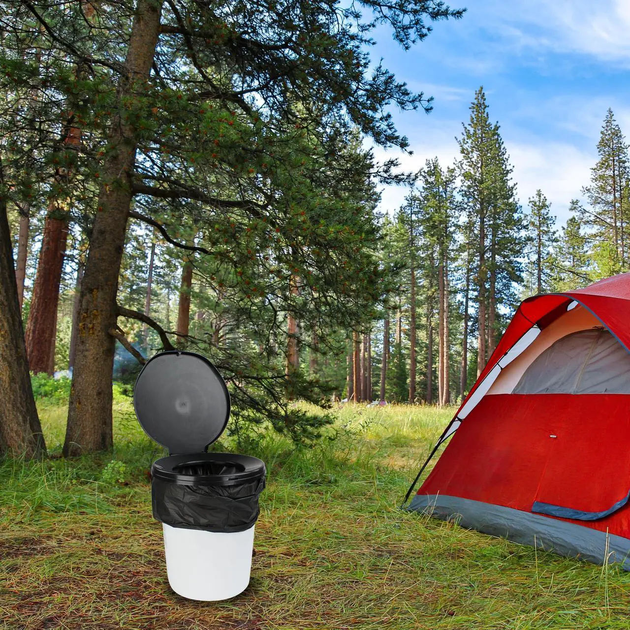 Alt view image 5 of 7 - BISupply Portable Toilet for Camping - 5 Gallon Bucket Toilet Seat Lid with Bags