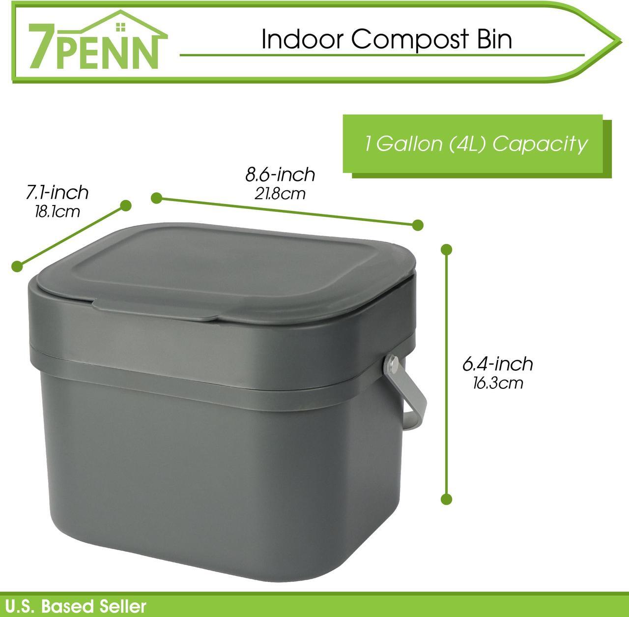 Alt view image 2 of 7 - 7Penn Countertop Compost Bins for Kitchen Food Waste - 4L Trash or Compost Pail