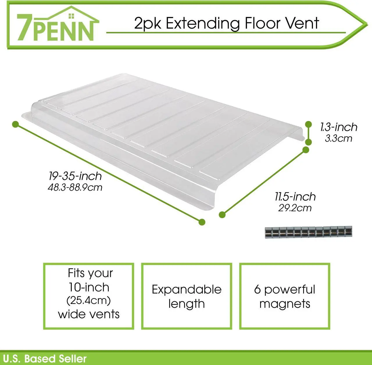 Alt view image 2 of 7 - 7Penn Air Vent Directional Cover - 2pk 19 to 35in Extending Floor Vent Deflector