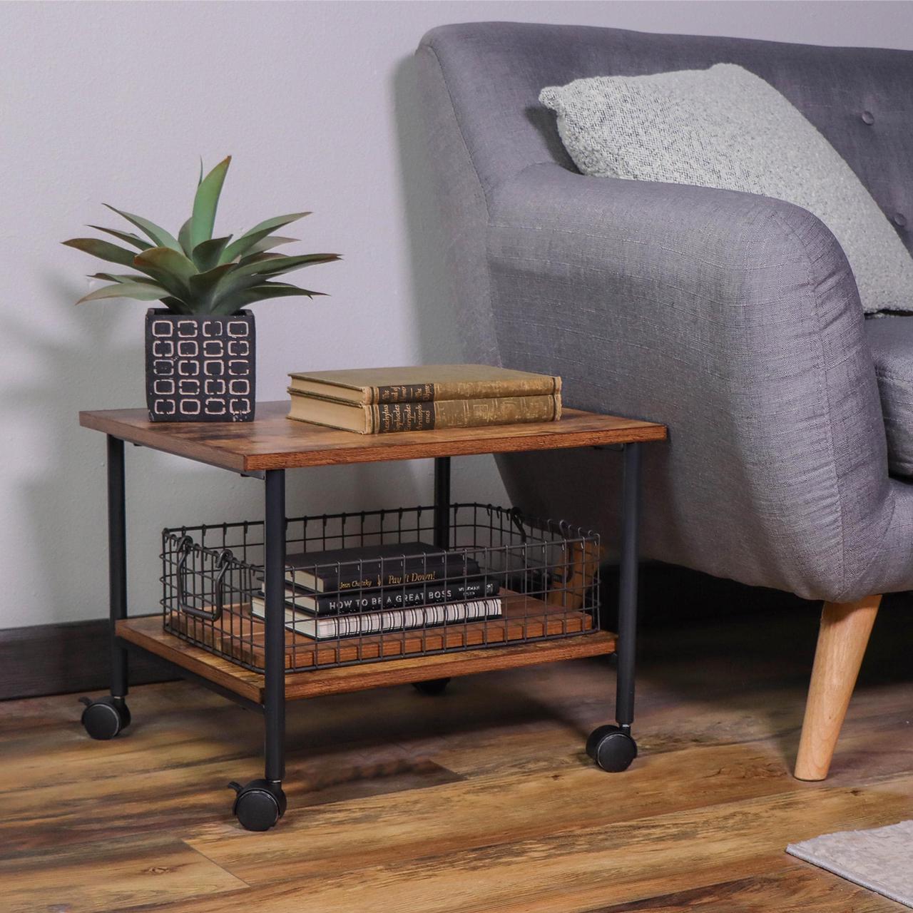 Alt view image 5 of 7 - 7Penn Rolling Cart on Wheels - 2 Shelf Under Table Printer Stand for Desk