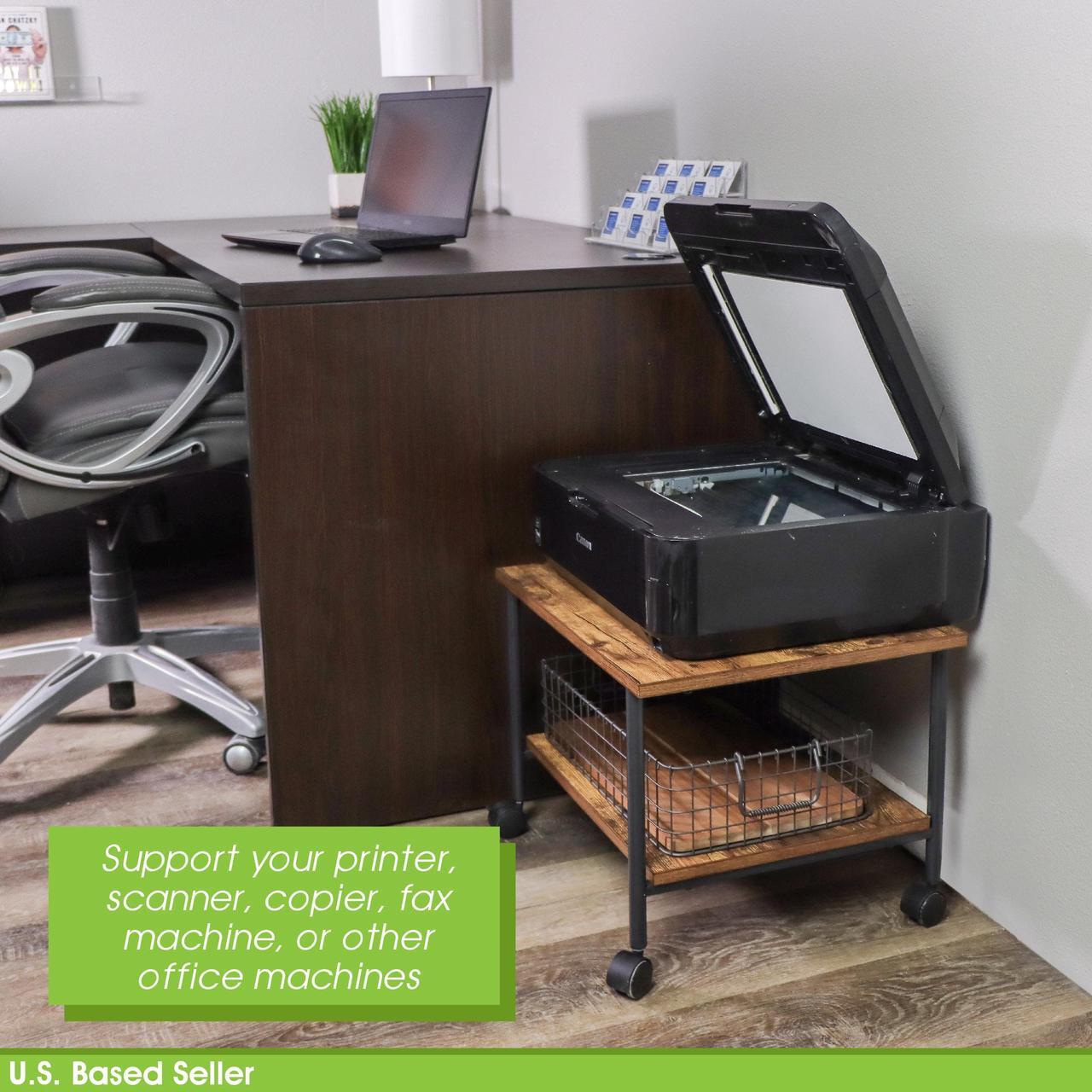Alt view image 4 of 7 - 7Penn Rolling Cart on Wheels - 2 Shelf Under Table Printer Stand for Desk