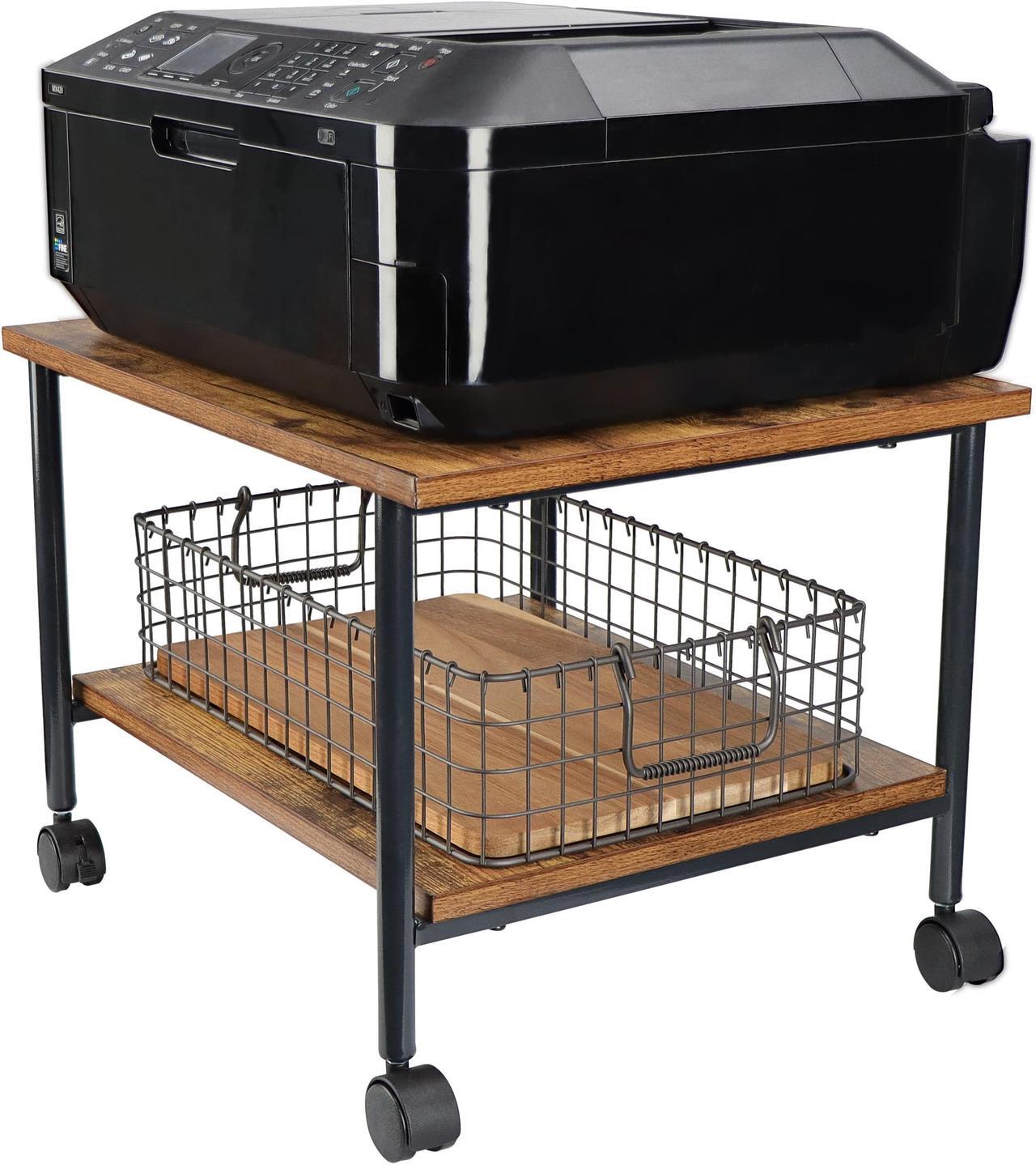 Alt view image 7 of 7 - 7Penn Rolling Cart on Wheels - 2 Shelf Under Table Printer Stand for Desk