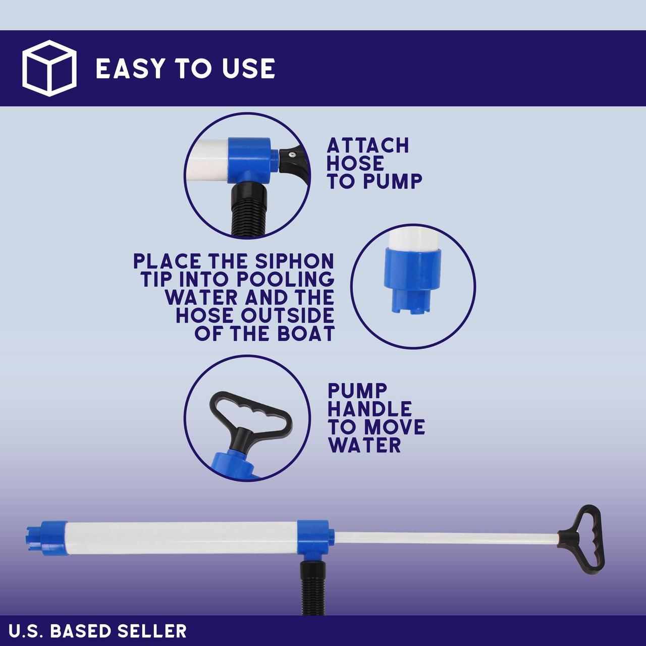 Alt view image 3 of 7 - BISupply Water Hand Pump Siphon Bailer - Portable 20 GPM Manual Bilge Pumps