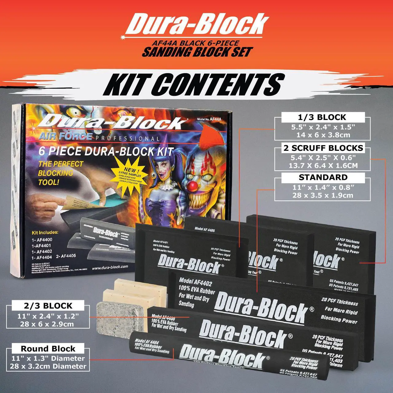 Alt view image 5 of 10 - Durablock Set 6pc - Flexible EVA Foam Wet or Dry Autobody Sanding Blocks Kit for Automotive Bodywork