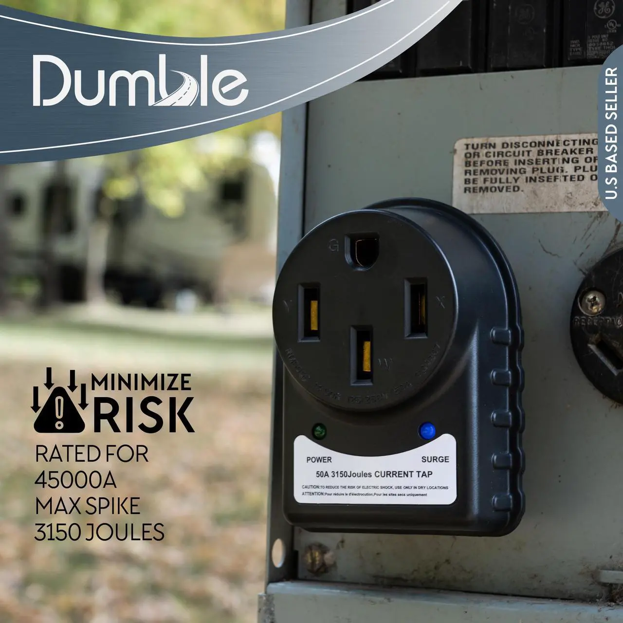 Alt view image 2 of 7 - Dumble 50 AMP RV Surge Protector Plug - 14-50 Power Extension Cord Surge Adapter