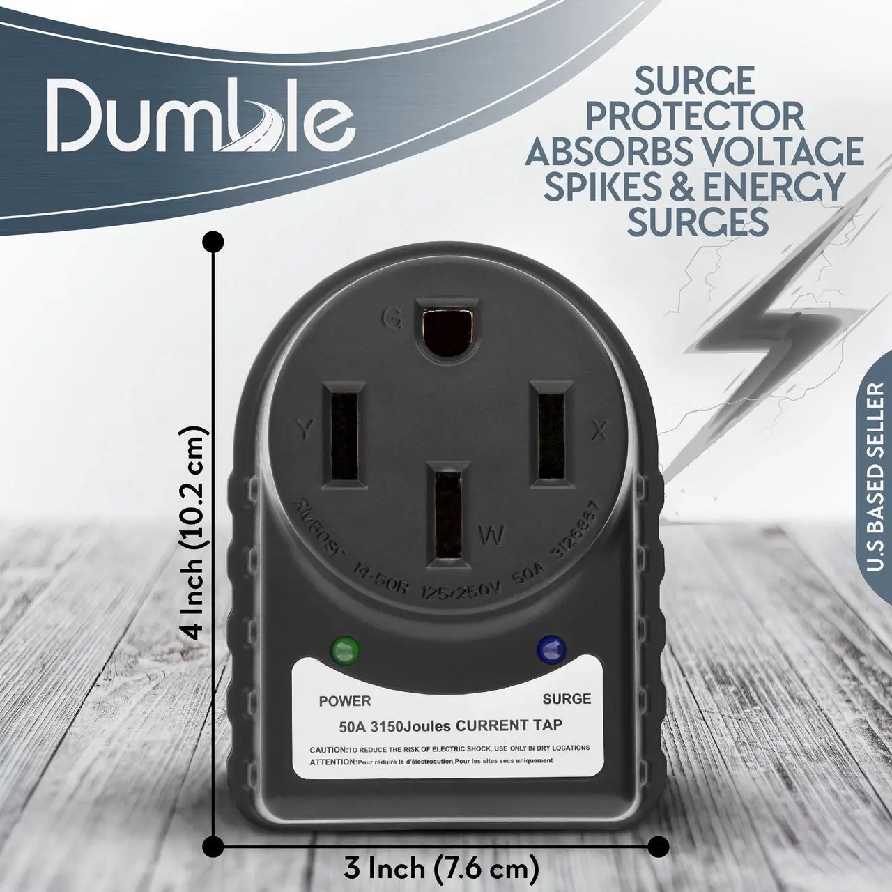 Alt view image 4 of 7 - Dumble 50 AMP RV Surge Protector Plug - 14-50 Power Extension Cord Surge Adapter