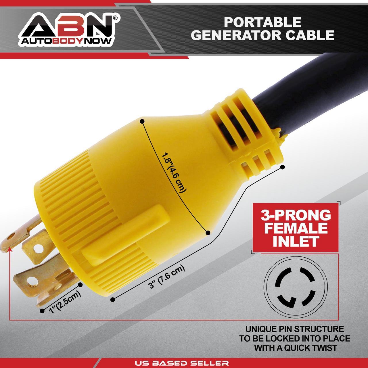Alt view image 9 of 10 - ABN | 30 AMP Generator Cord  10 Foot STW Extension Cord 3 Prong Locking Plug