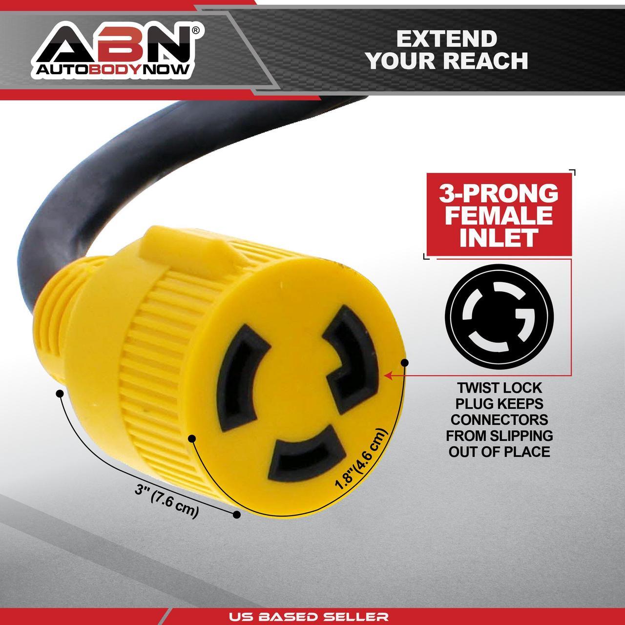 Alt view image 8 of 10 - ABN | 30 AMP Generator Cord  10 Foot STW Extension Cord 3 Prong Locking Plug