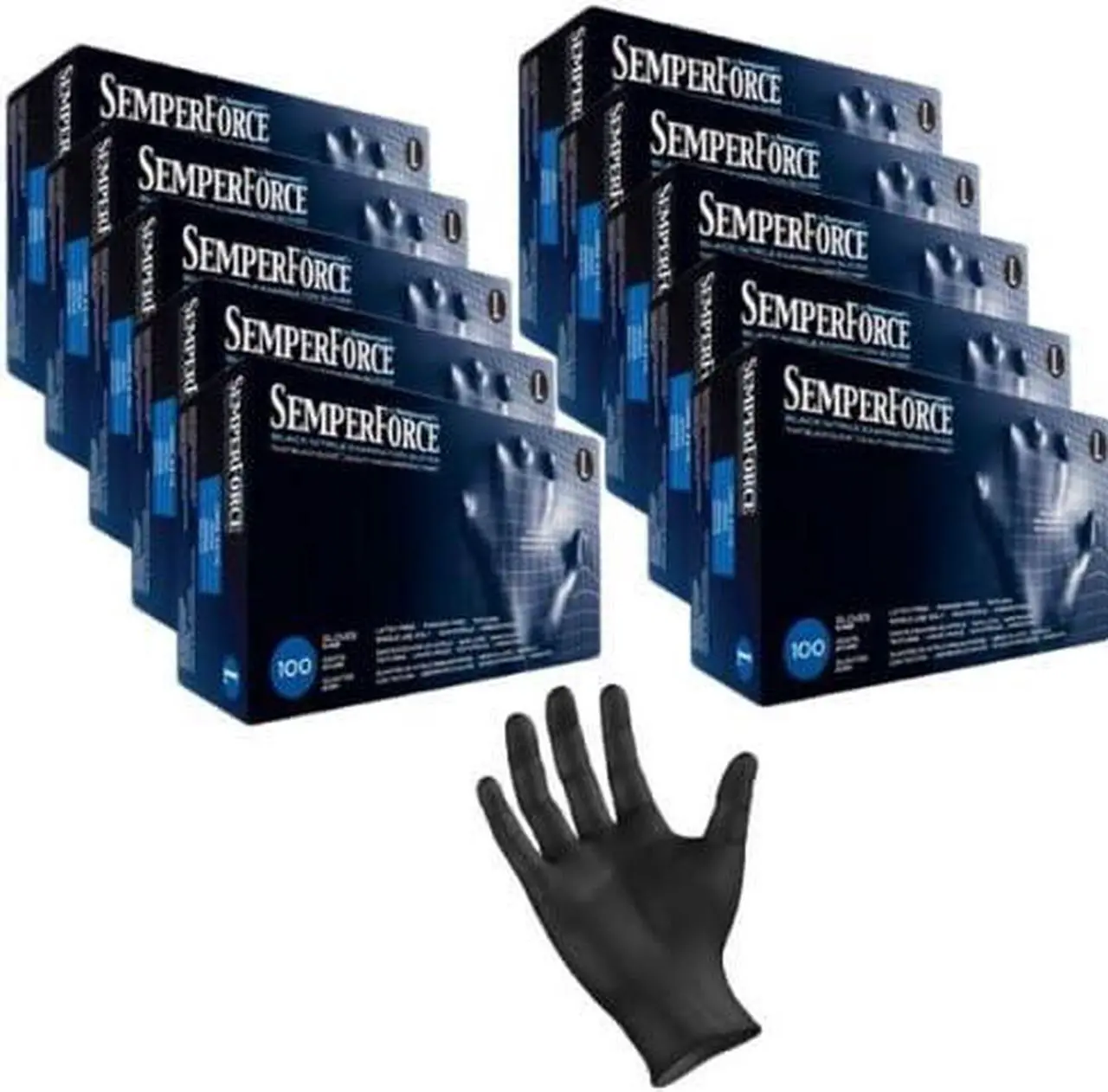 Main image of Black Nitrile Exam Tattoo Gloves, Powder Free, Latex Free