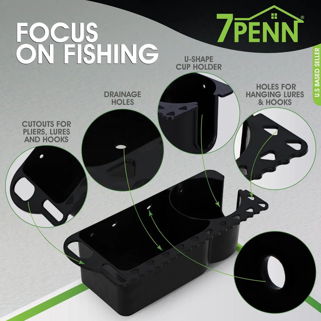 Alt view image 5 of 7 - 7Penn Boat Storage Organizer - 2 Pack Draining Marine Cup Holder for Accessories