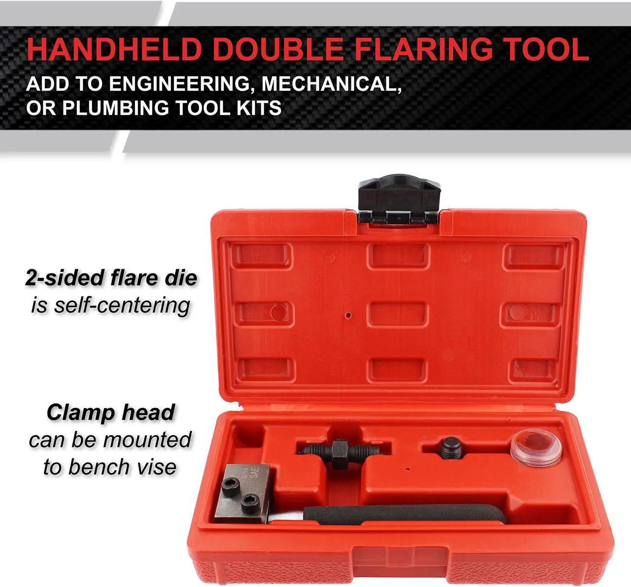 Alt view image 2 of 7 - ABN Handheld Double Flaring Tool 3/16in Brake Line Flaring Tool Kit with Handle