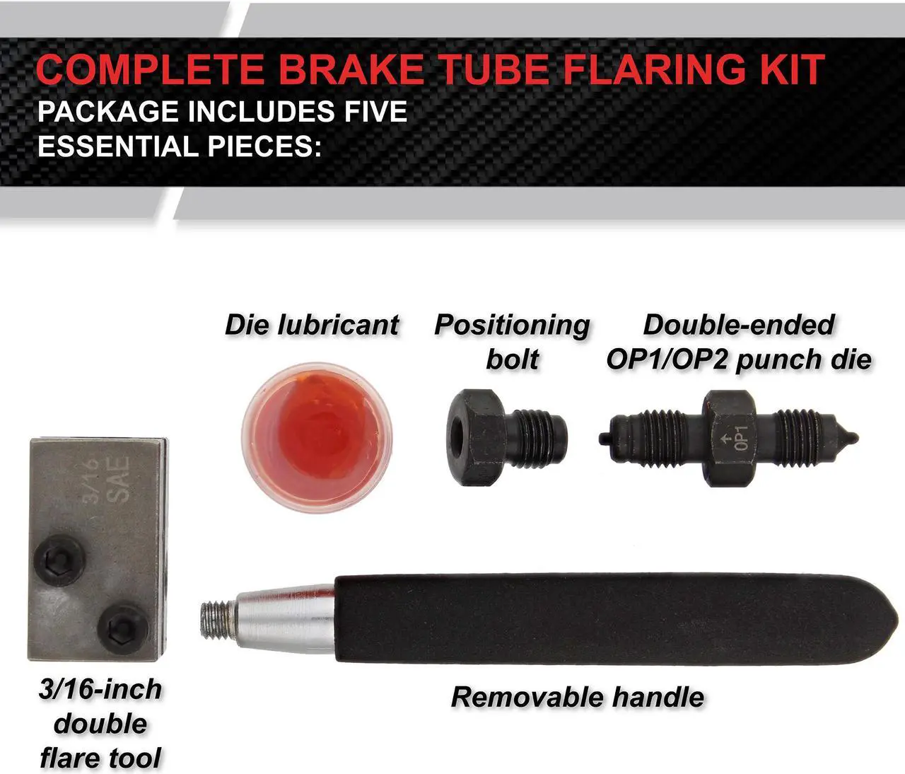 Alt view image 3 of 7 - ABN Handheld Double Flaring Tool 3/16in Brake Line Flaring Tool Kit with Handle