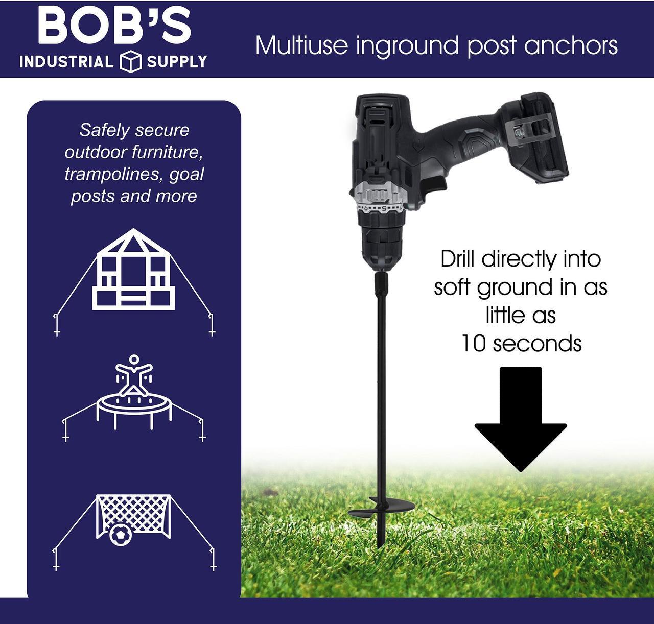 Alt view image 5 of 7 - BISupply Ground Anchors, 15in - 4pk Black Shed Anchor Kit Ground Stakes