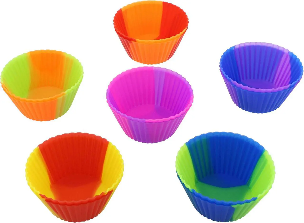 Alt view image 2 of 6 - 7Penn Silicone Cupcake Baking Cups Reusable Muffin Liners Small 12pc Multicolor