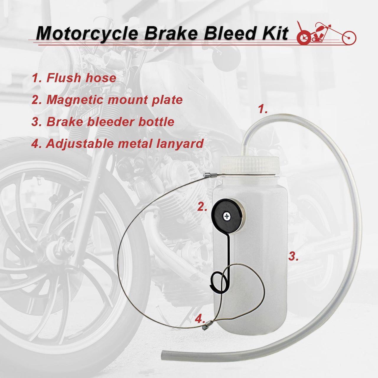 Alt view image 2 of 7 - ABN Motorcycle Brake Bleeder Kit - 16 oz Manual Brake Bleeding Kit, Magnet Mount