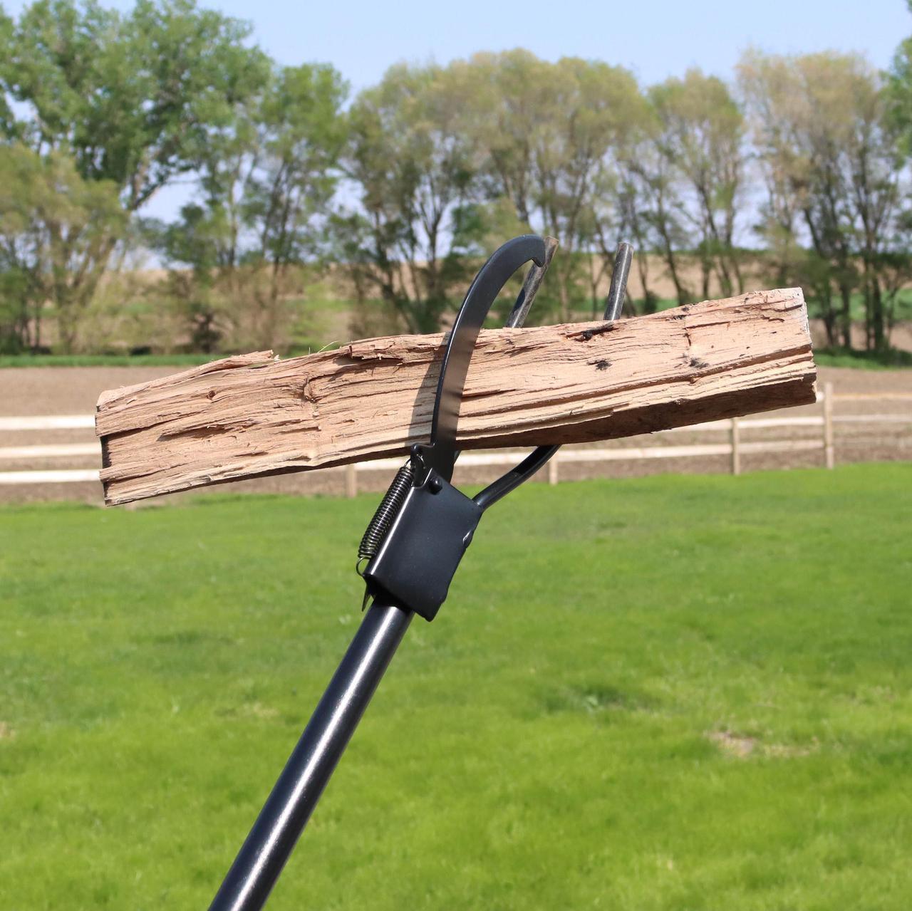 Alt view image 7 of 7 - 36 Inch 3 Prong Spring Handle Campfire Fireplace Wood Log Grabber Fire Tongs
