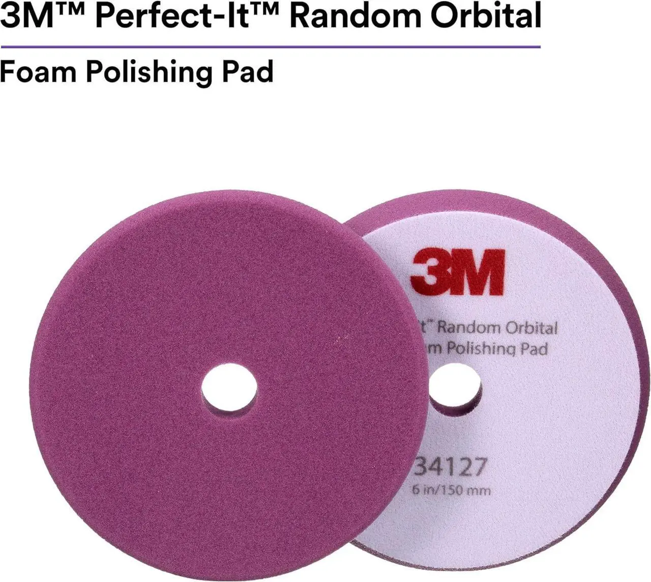 Alt view image 2 of 7 - 3M Perfect-It Random Orbital Foam Polishing Pad, 6"/150 mm, Purple, 34127