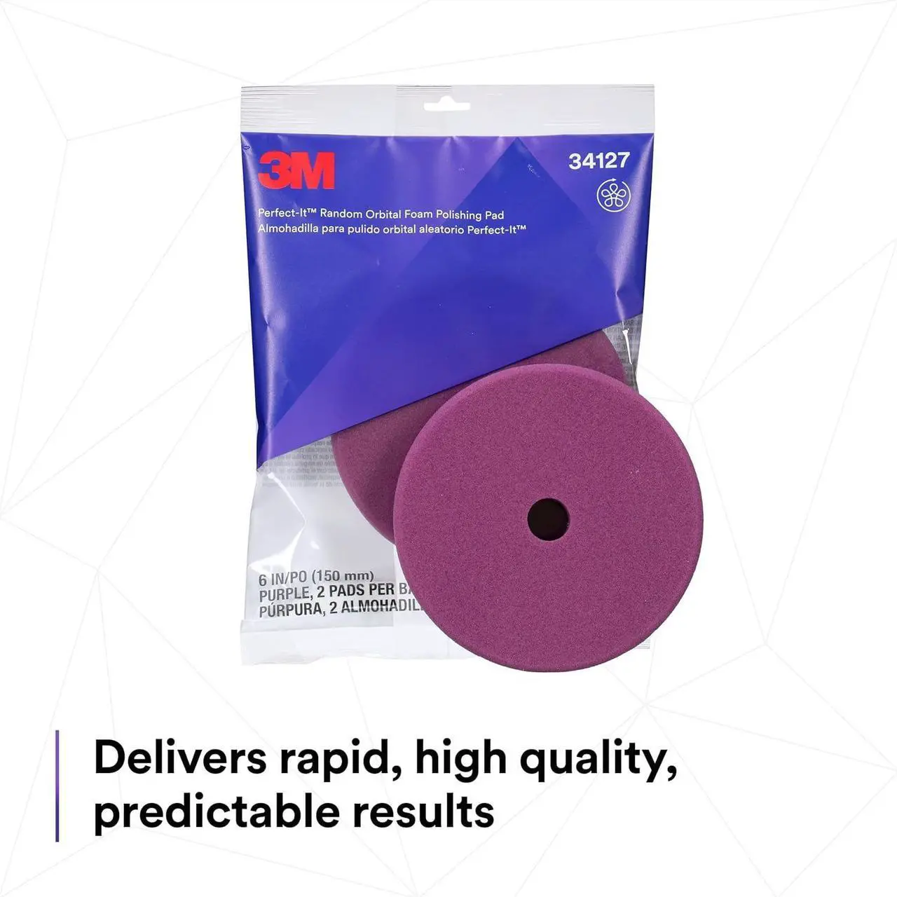 Alt view image 5 of 7 - 3M Perfect-It Random Orbital Foam Polishing Pad, 6"/150 mm, Purple, 34127
