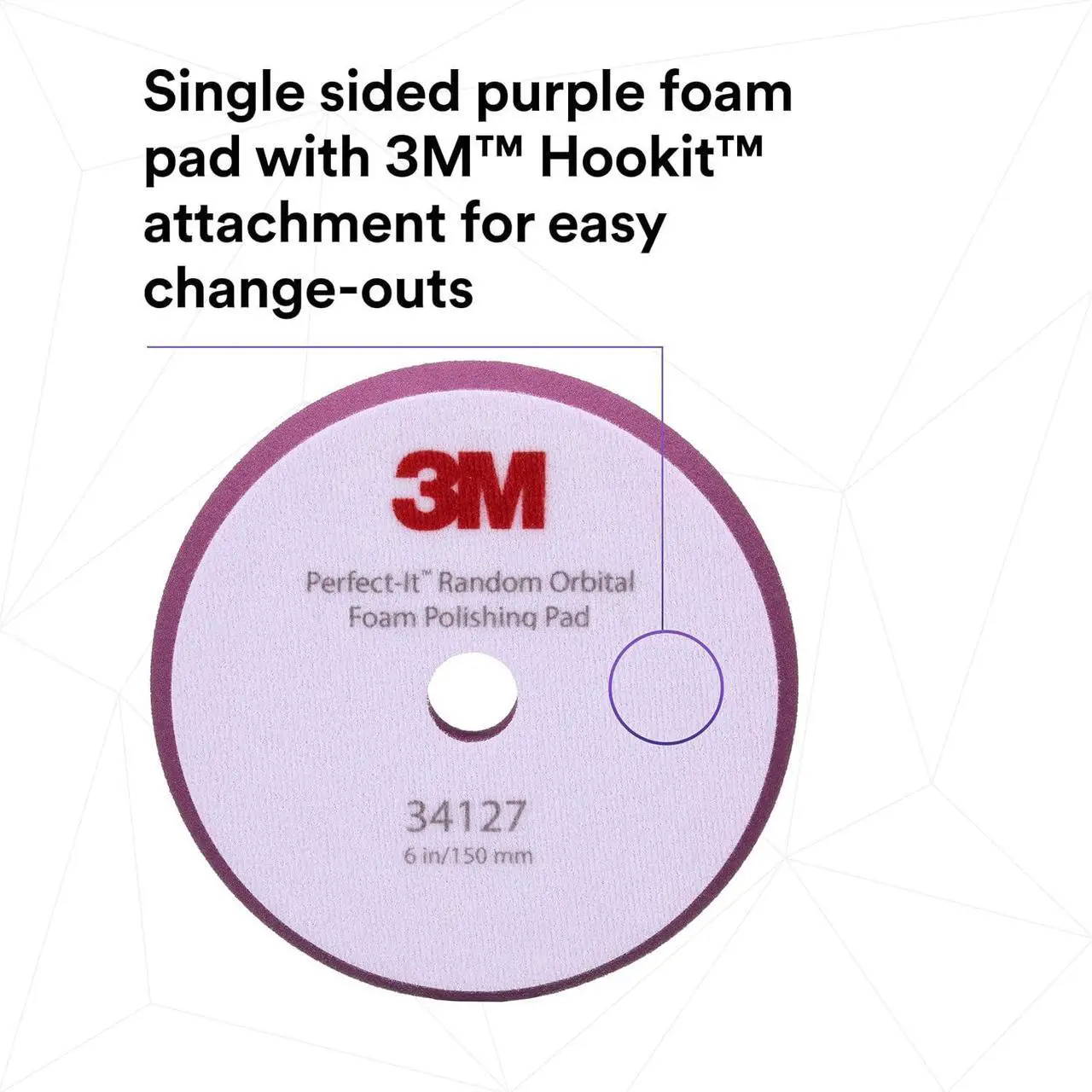 Alt view image 7 of 7 - 3M Perfect-It Random Orbital Foam Polishing Pad, 6"/150 mm, Purple, 34127
