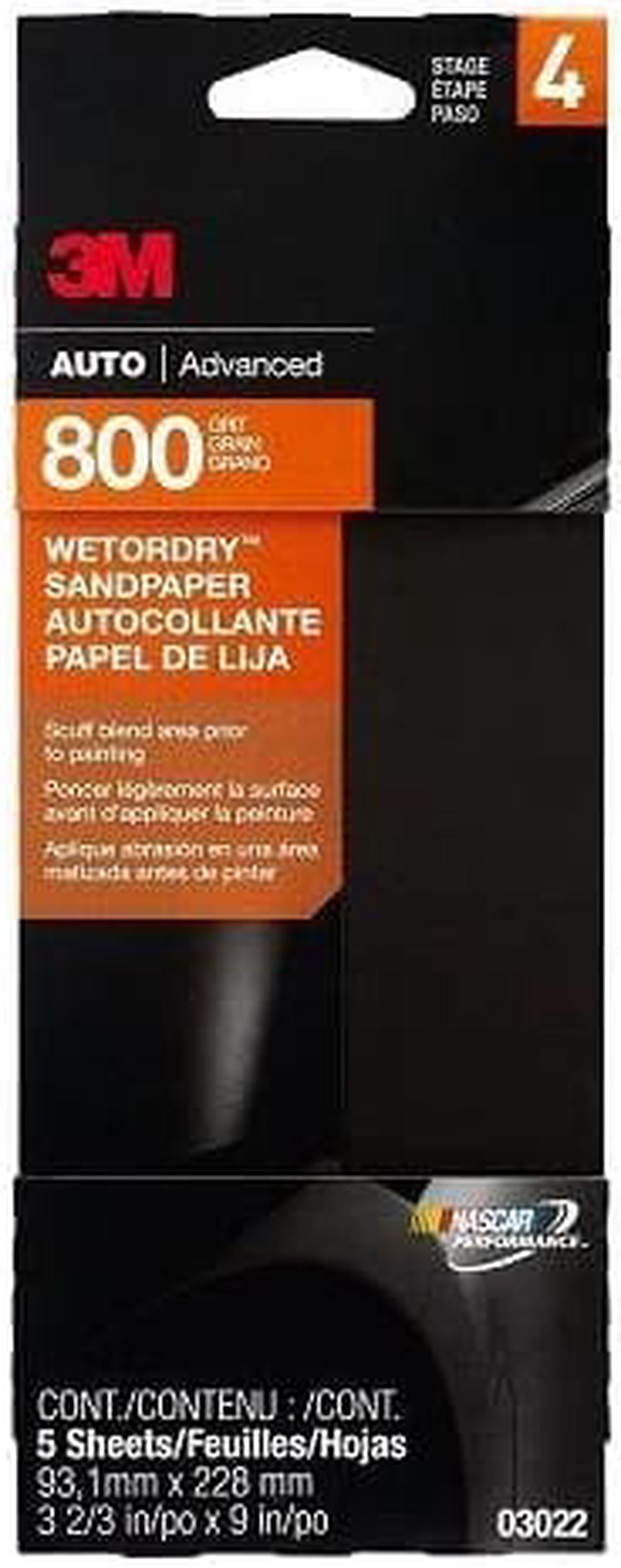 Alt view image 2 of 3 - 3M 800 GRIT Wet or Dry Automotive Sandpaper 3 2/3" x 9" Sanding Sheet 5pk 3022