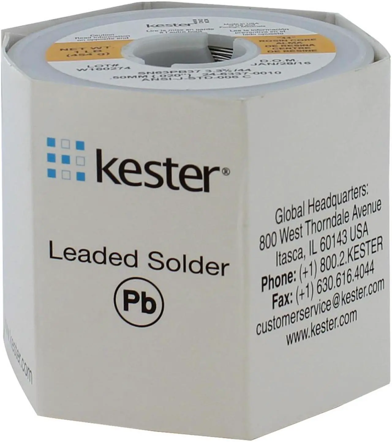 Main image of Kester Wire Solder Sn63Pb37 RA #66/44 .020"  24-6337-0010