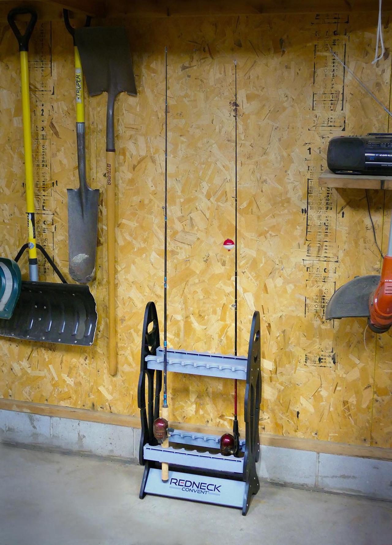 Alt view image 5 of 13 - Vertical Standing Fishing Pole Display Rack Storage Organizer for 16 Rods/Reels