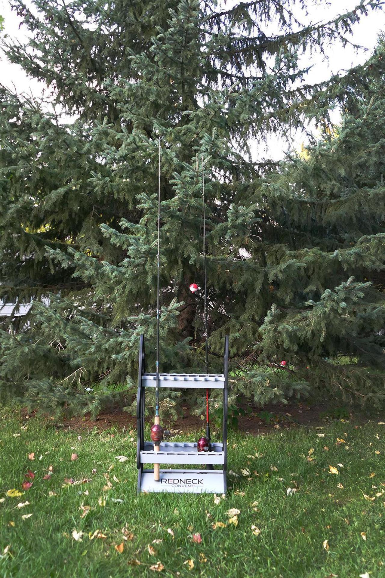 Alt view image 12 of 13 - Vertical Standing Fishing Pole Display Rack Storage Organizer for 16 Rods/Reels