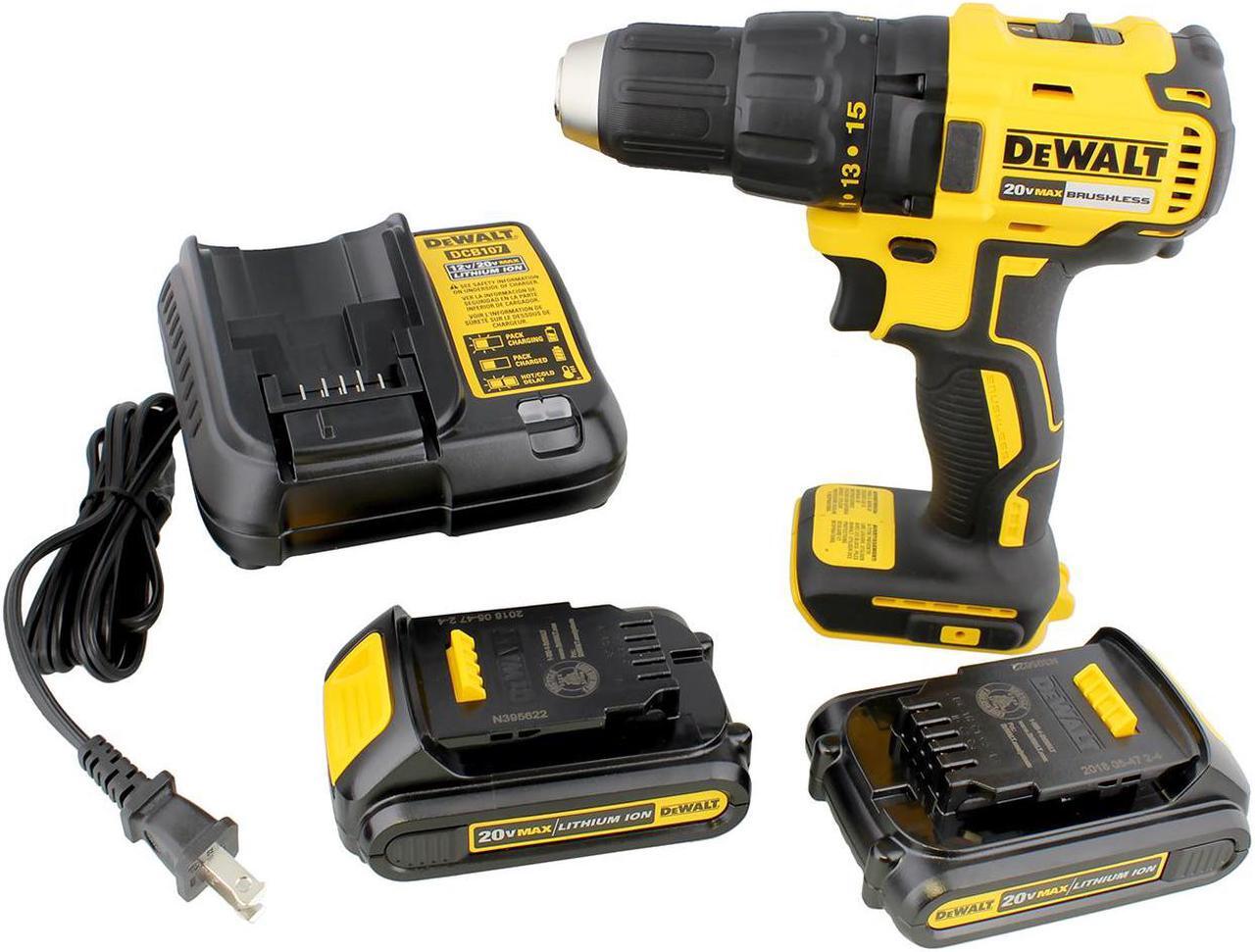 Alt view image 2 of 20 - Black & Decker/Dewalt DCD777C2 Max 20-Volt Compact Drill Driver Kit, Brushless Motor, 2 Lithium-Ion Batteries