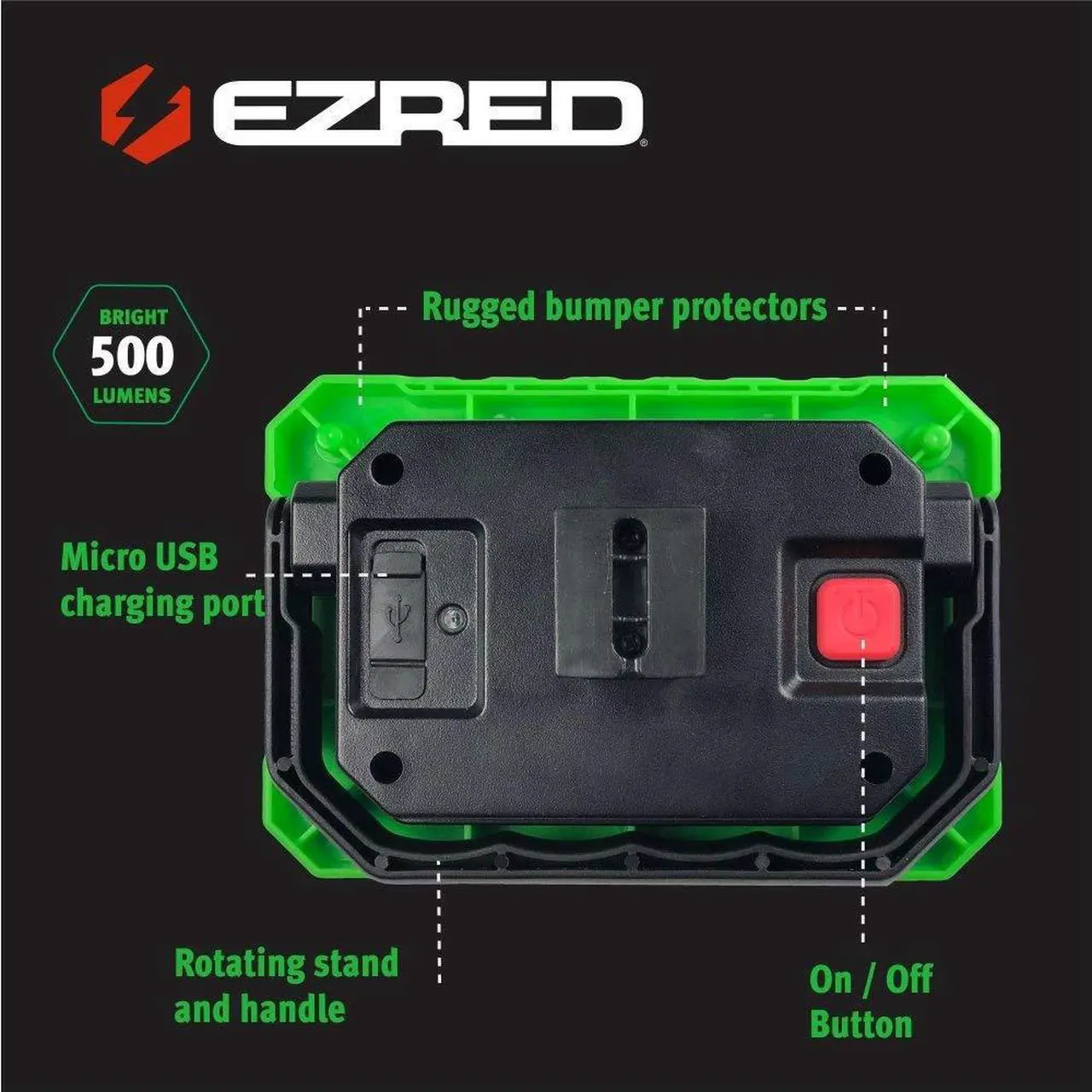 Alt view image 3 of 7 - Ez Red XLM500-GR 500 Lumen Extreme Magnet Work Light