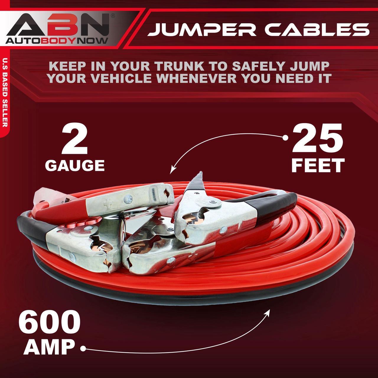 Alt view image 2 of 6 - ABN Jumper Cables 25’ Feet Long 2-Gauge 600 AMP Motorcycle / Car Booster Cables