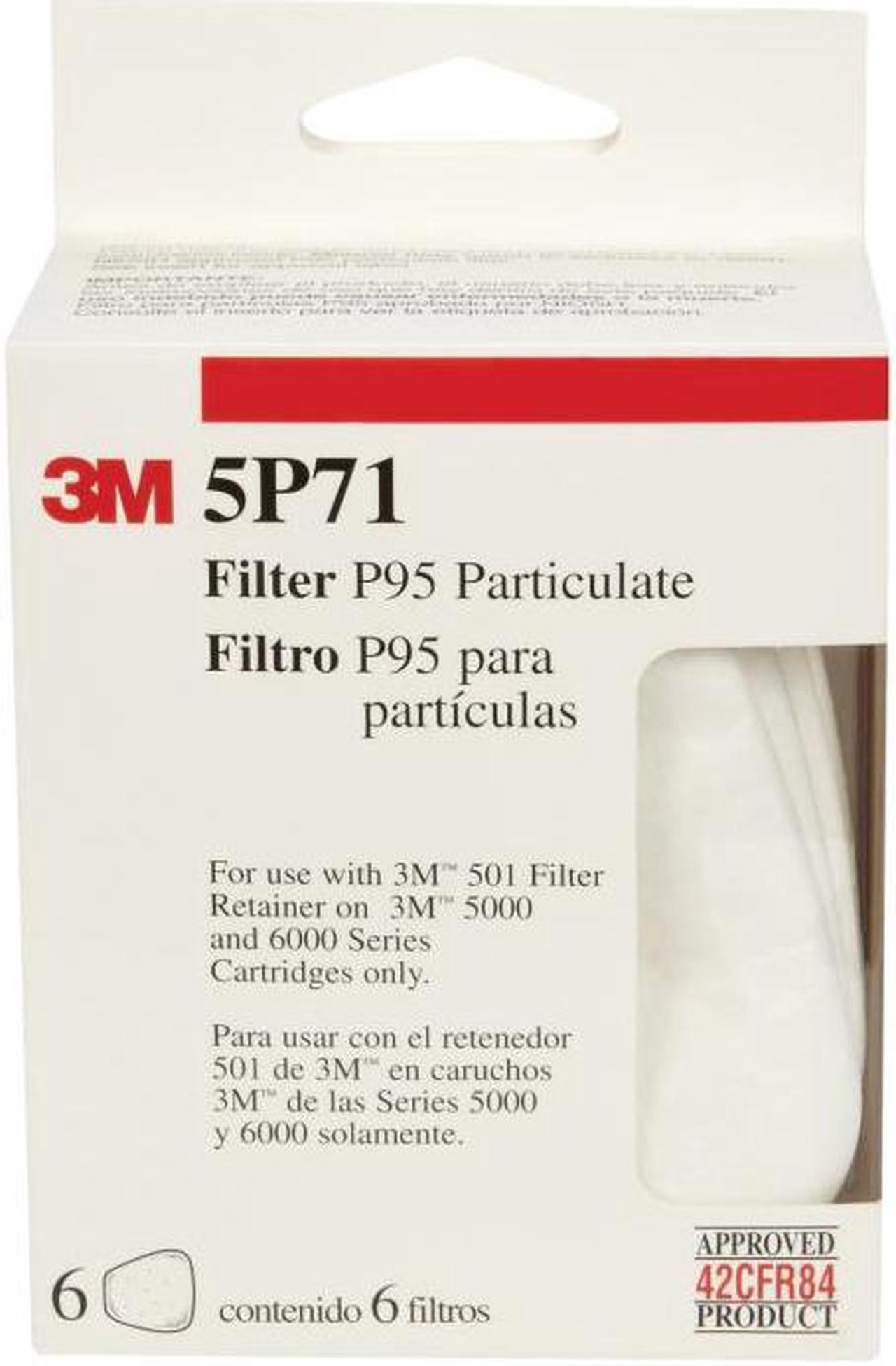 3M 66278 Particulate Filters, Pack of 6, 5P71 N95