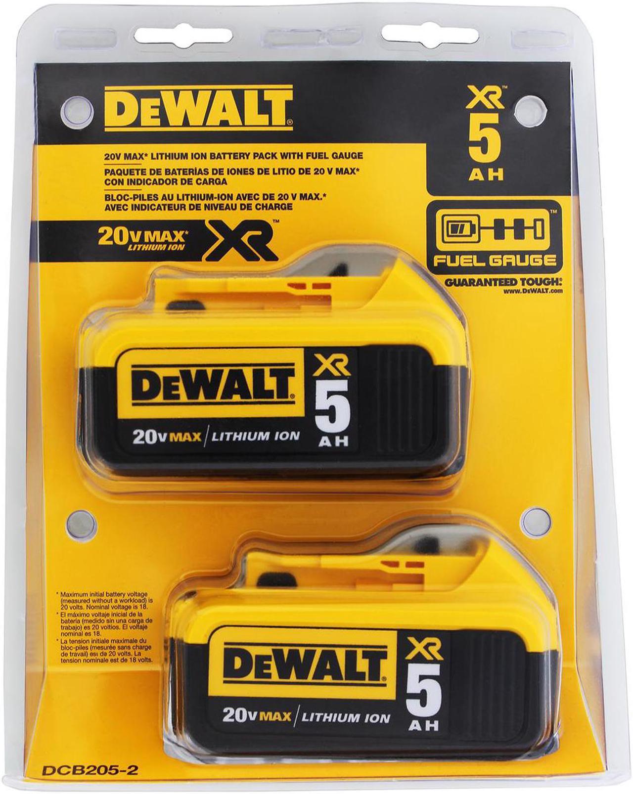 DeWALT DCB205-2 20V MAX* Premium XR 5.0Ah Lithium Ion Power Tool Battery -2 Pack