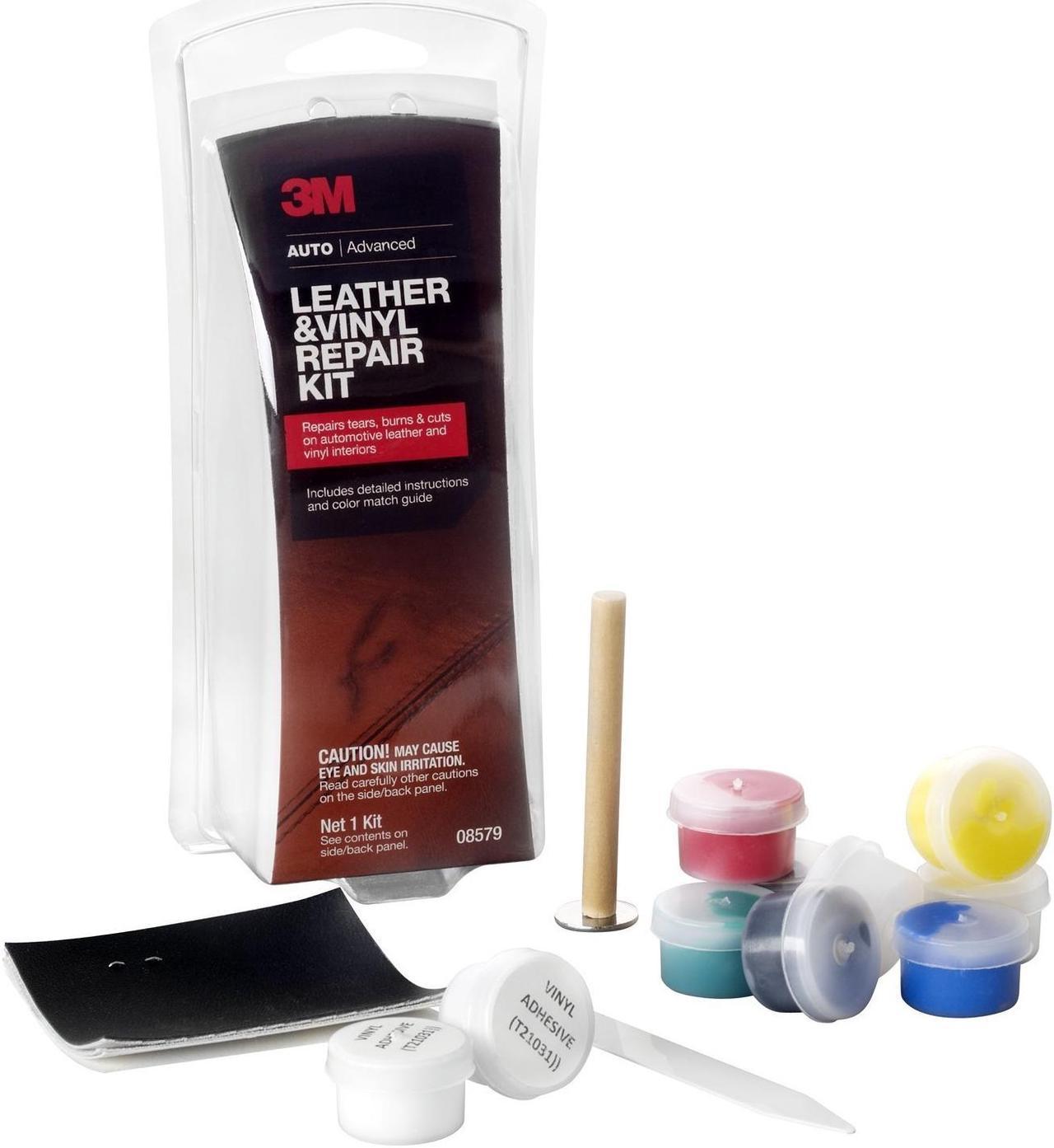 3M 08579 Leather and Vinyl Repairs Rips Burns Tears Repair Kit Fix Car Seat, New