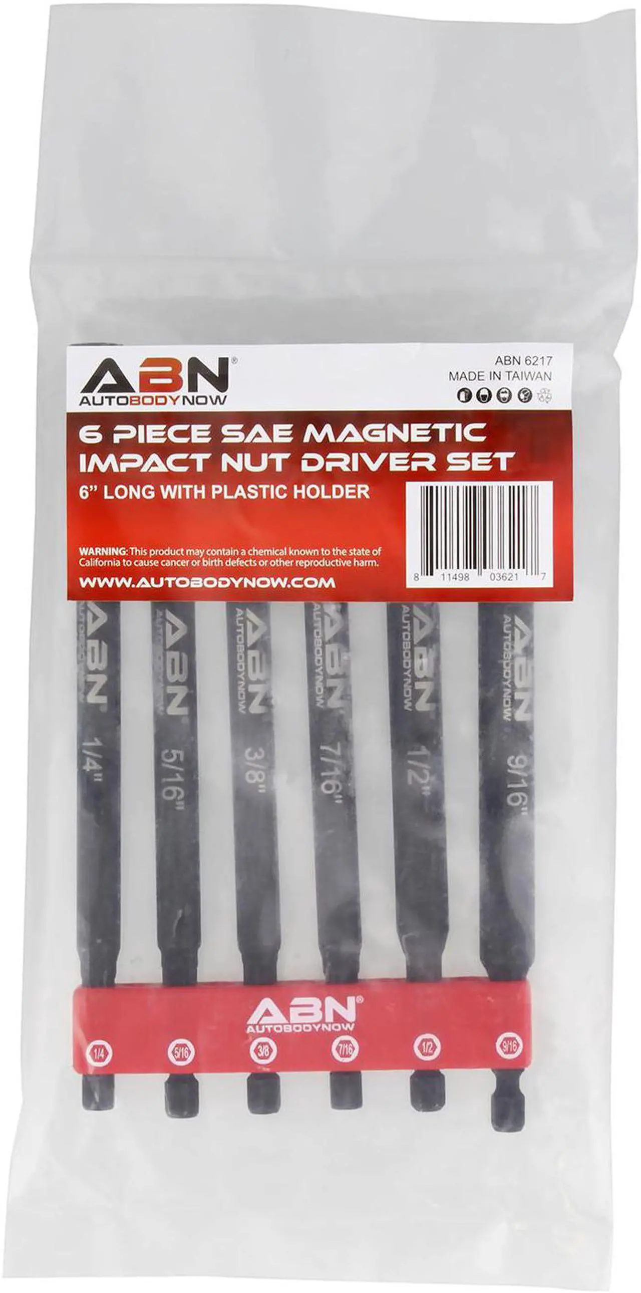 Alt view image 6 of 7 - ABN Impact Nut Driver Set - 6pc SAE Extended Driver Bits Magnetic Tip Sockets